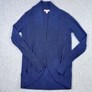 LILLY PULITZER Navy Blue Amalie  Open Circle Cardigan Sweater‎ Sz XS Nautical